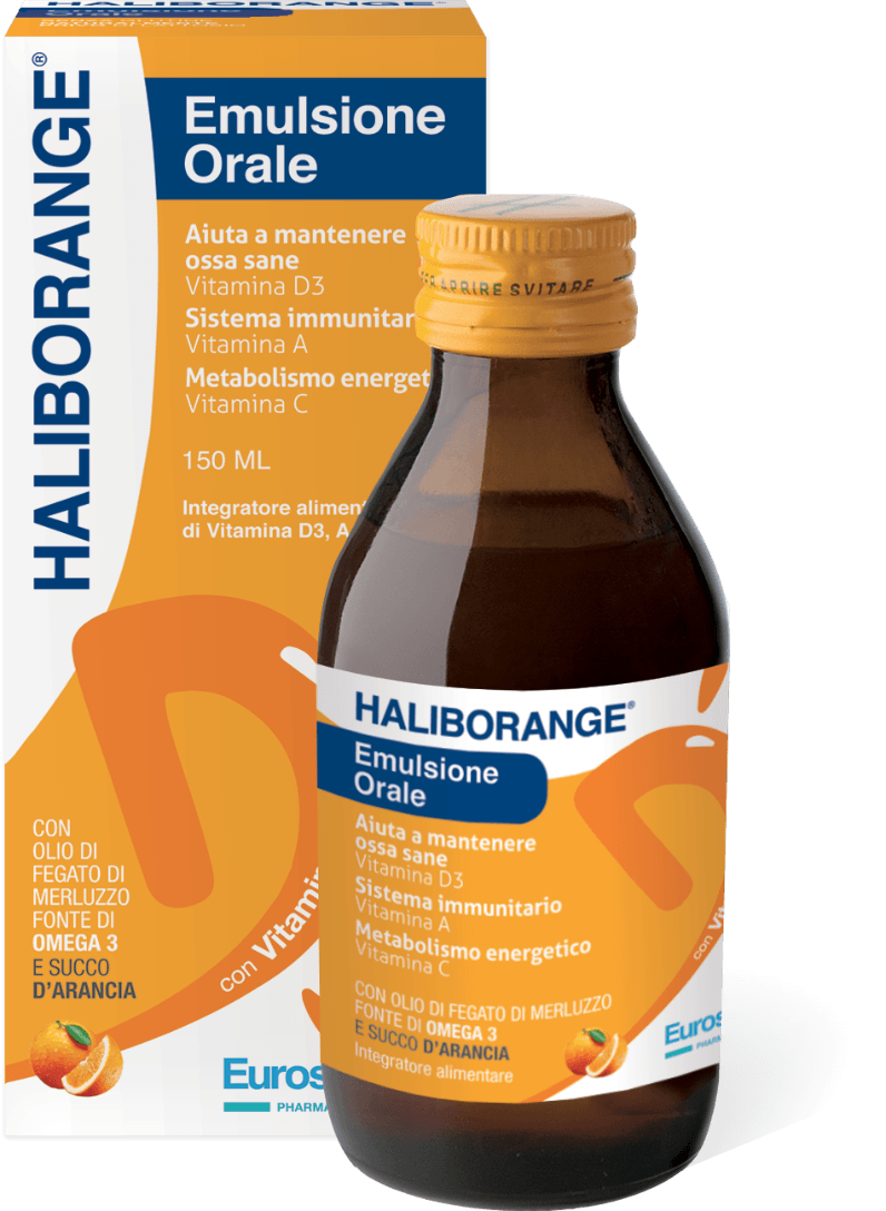 Haliborange Emulsione Orale: confezione e flacone